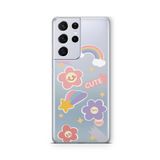 Multitronic Samsung Galaxy S21 Ultra ile Uyumlu Cute Rainbow Tasarım Baskılı Şeffaf Kılıf