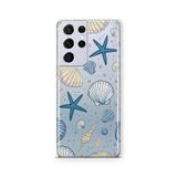 Multitronic Samsung Galaxy S21 Ultra ile Uyumlu Deniz Kabuğu ve Yıldız Desenli Şeffaf Telefon Kılıfı