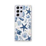 Multitronic Samsung Galaxy S21 Ultra ile Uyumlu Deniz Yıldızı ve Kabuklar Desenli Şeffaf Telefon Kılıfı