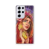 Multitronic Samsung Galaxy S21 Ultra ile Uyumlu Golden Heart Tasarım Baskılı Şeffaf Kılıf