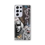 Multitronic Samsung Galaxy S21 Ultra ile Uyumlu Gotik Kelebek Desenli Şeffaf Telefon Kılıfı