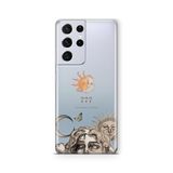 Multitronic Samsung Galaxy S21 Ultra ile Uyumlu, Güneş ve Ay 777 Desenli Şeffaf Telefon Kılıfı