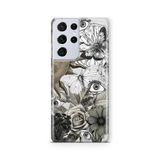 Multitronic Samsung Galaxy S21 Ultra ile Uyumlu, Güneş ve Göz Kolaj Desenli, Şeffaf Telefon Kılıfı