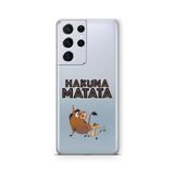 Multitronic Samsung Galaxy S21 Ultra ile Uyumlu Hakuna Matata Tasarım Baskılı Şeffaf Kılıf