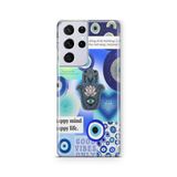 Multitronic Samsung Galaxy S21 Ultra ile Uyumlu Happy Mind Tasarım Baskılı Şeffaf Kılıf