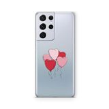 Multitronic Samsung Galaxy S21 Ultra ile Uyumlu Kalp Balon Tasarım Baskılı Şeffaf Kılıf