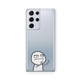 Multitronic Samsung Galaxy S21 Ultra ile Uyumlu Karton Adam Tasarım Baskılı Şeffaf Kılıf