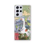 Multitronic Samsung Galaxy S21 Ultra ile Uyumlu Kaz ve Doğa İllüstrasyonu Desenli Şeffaf Telefon Kılıfı
