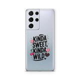 Multitronic Samsung Galaxy S21 Ultra ile Uyumlu Kinda Sweet Kinda Wild Desenli Şeffaf Telefon Kılıfı