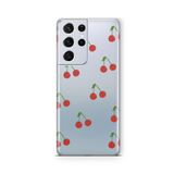 Multitronic Samsung Galaxy S21 Ultra ile Uyumlu Kiraz Tasarım Baskılı Şeffaf Kılıf, laros21ult083