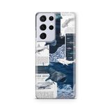 Multitronic Samsung Galaxy S21 Ultra ile Uyumlu Köpekbalığı ve Okyanus Tema Desenli Şeffaf Telefon Kılıfı