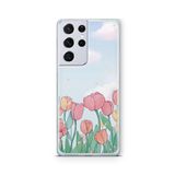 Multitronic Samsung Galaxy S21 Ultra ile Uyumlu Laleler Tasarım Baskılı Şeffaf Kılıf, laros21ult446