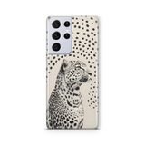 Multitronic Samsung Galaxy S21 Ultra ile Uyumlu Leopar Desenli Şeffaf Telefon Kılıfı
