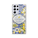 Multitronic Samsung Galaxy S21 Ultra ile Uyumlu Limon Desenli Şeffaf Telefon Kılıfı