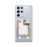 Multitronic Samsung Galaxy S21 Ultra ile Uyumlu Madrid Ticket Tasarım Baskılı Şeffaf Kılıf
