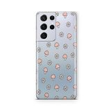 Multitronic Samsung Galaxy S21 Ultra ile Uyumlu Mantar Papatya Tasarım Baskılı Şeffaf Kılıf