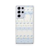 Multitronic Samsung Galaxy S21 Ultra ile Uyumlu Mavi Fiyonk ve Çiçek Desenli Şeffaf Telefon Kılıfı