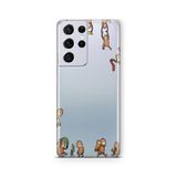 Multitronic Samsung Galaxy S21 Ultra ile Uyumlu Maymunlar Desenli Şeffaf Telefon Kılıfı