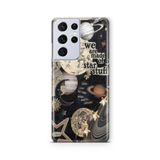 Multitronic Samsung Galaxy S21 Ultra ile Uyumlu Moon and Saturn Tasarım Baskılı Şeffaf Kılıf