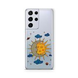 Multitronic Samsung Galaxy S21 Ultra ile Uyumlu Moon and Sun Tasarım Baskılı Şeffaf Kılıf