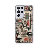 Multitronic Samsung Galaxy S21 Ultra ile Uyumlu Müzik Kolaj Desenli Şeffaf Telefon Kılıfı