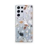 Multitronic Samsung Galaxy S21 Ultra ile Uyumlu Neşeli Kediler Tasarım Baskılı Şeffaf Kılıf