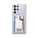 Multitronic Samsung Galaxy S21 Ultra ile Uyumlu Paris Ticket Tasarım Baskılı Şeffaf Kılıf