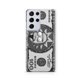 Multitronic Samsung Galaxy S21 Ultra ile Uyumlu Rick Dolar Tasarım Baskılı Şeffaf Kılıf
