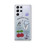 Multitronic Samsung Galaxy S21 Ultra ile Uyumlu Romantic Star Tasarım Baskılı Şeffaf Kılıf