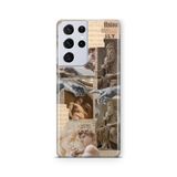 Multitronic Samsung Galaxy S21 Ultra ile Uyumlu Rönesans Heykel Kolajlı Desenli Şeffaf Telefon Kılıfı