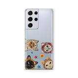 Multitronic Samsung Galaxy S21 Ultra ile Uyumlu Sevimli Kediler Desenli Şeffaf Telefon Kılıfı