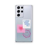 Multitronic Samsung Galaxy S21 Ultra ile Uyumlu Things Nice Tasarım Baskılı Şeffaf Kılıf