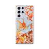 Multitronic Samsung Galaxy S21 Ultra ile Uyumlu Turuncu Balık Desenli Şeffaf Telefon Kılıfı