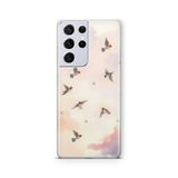Multitronic Samsung Galaxy S21 Ultra ile Uyumlu Uçan Kuş Desenli Şeffaf Telefon Kılıfı