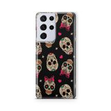 Multitronic Samsung Galaxy S21 Ultra ile Uyumlu Vintage Skulls Tasarım Baskılı Şeffaf Kılıf