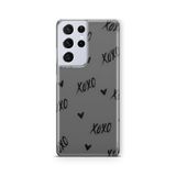 Multitronic Samsung Galaxy S21 Ultra ile Uyumlu XOXO Desenli Şeffaf Telefon Kılıfı