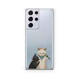 Multitronic Samsung Galaxy S21 Ultra ile Uyumlu Zorba Kedi Tasarım Baskılı Şeffaf Kılıf