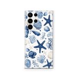 Multitronic Samsung Galaxy S22 Ultra ile Uyumlu Deniz Yıldızı ve Kabuklar Desenli Şeffaf Telefon Kılıfı