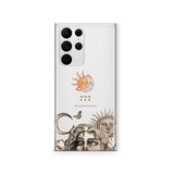 Multitronic Samsung Galaxy S22 Ultra ile Uyumlu, Güneş ve Ay 777 Desenli, Şeffaf Telefon Kılıfı