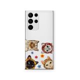 Multitronic Samsung Galaxy S22 Ultra ile Uyumlu Sevimli Kediler Desenli Şeffaf Telefon Kılıfı