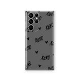 Multitronic Samsung Galaxy S22 Ultra ile Uyumlu XOXO Desenli Şeffaf Telefon Kılıfı