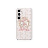 Multitronic Samsung Galaxy S24 Plus ile Uyumlu Pembe Fiyonklu Kedi Desenli Şeffaf Telefon Kılıfı