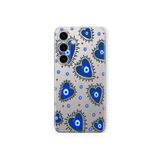 Multitronic Samsung Galaxy S24 Plus Uyumlu Kalp ve Nazar Boncuğu Tasarım Baskılı Şeffaf Kılıf