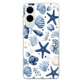 Multitronic Samsung Galaxy S25 Edge ile Uyumlu Deniz Yıldızı ve Kabuklar Desenli Şeffaf Telefon Kılıfı