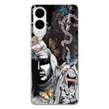 Multitronic Samsung Galaxy S25 Edge ile Uyumlu Gotik Kelebek Desenli Şeffaf Telefon Kılıfı