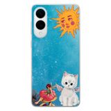 Multitronic Samsung Galaxy S25 Edge ile Uyumlu, Güneşli Peri ve Melek Kedi Desenli, Şeffaf Telefon Kılıfı