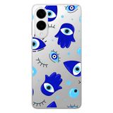 Multitronic Samsung Galaxy S25 Edge ile Uyumlu Hamsa El Desenli Şeffaf Telefon Kılıfı