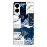 Multitronic Samsung Galaxy S25 Edge ile Uyumlu Köpekbalığı ve Okyanus Tema Desenli Şeffaf Telefon Kılıfı