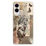 Multitronic Samsung Galaxy S25 Edge ile Uyumlu Vintage İskelet ve Kelebek Desenli Şeffaf Telefon Kılıfı