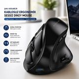 Multizone Bluetooth 2.4gkablosuz Ergonomik Sessiz Dikey Mouse Kablosuz Profesyonel Şarjlı Ofis Oyun Pc - Siyah